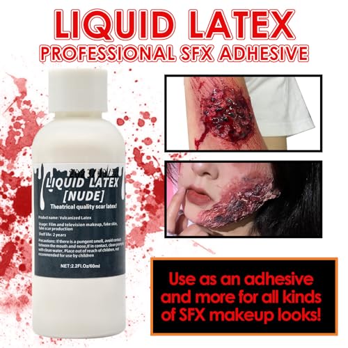 Liquid Latex SFX Makeup Kit 2.2 Fl Oz for Halloween & Special Effects - Clear Adhesive