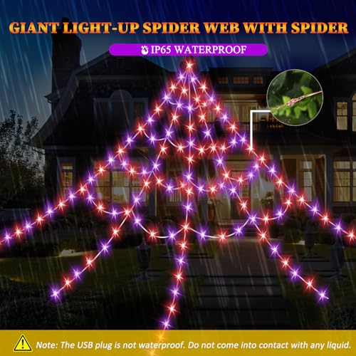 GORKAY Antique Halloween Spider Web Lights - 16.4Ft 550 LED Outdoor Indoor Decor