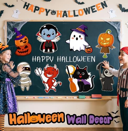Halloween Cardboard Cutouts Set - Large Spooky Character Decorations, 12 Pcs