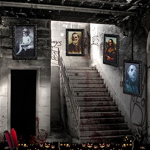 17 Pack Halloween 3D Portrait Frames with Moving Faces - Haunted House Wall Decor