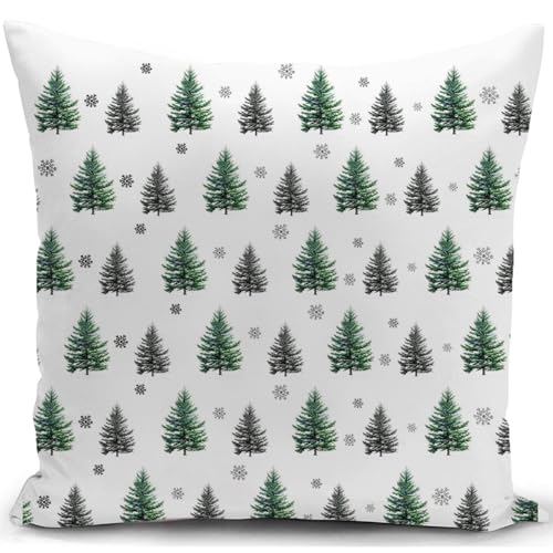 Christmas Pillow Covers Set of 4 - Festive Holiday Decorative Cushion Cases 18x18 Inch
