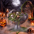 Halloween Skeleton Candy Bowl Resin with Artificial Moss - Gothic Skeleton Hand Design