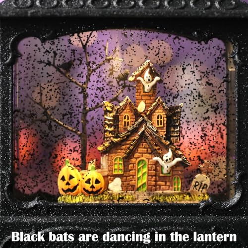 Halloween Snow Globe Lantern - Haunted House Variation - Spooky Decor