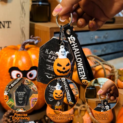 Halloween Keychain Stickers Pack Set with Pumpkin & Ghost Elements - Black Variation