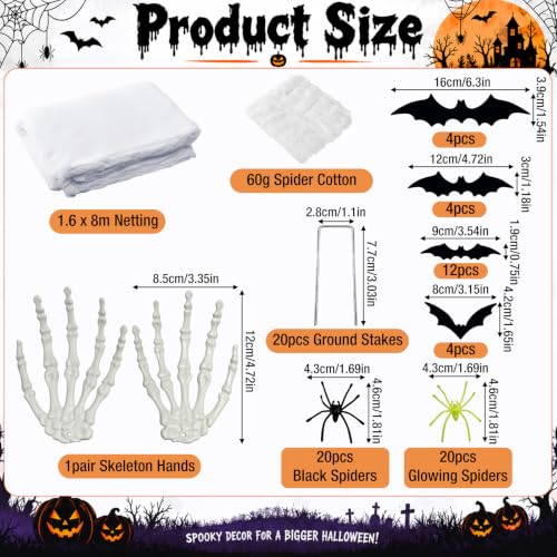 Large Outdoor Halloween Spider Web Decor Kit - Customizable, Glow-in-Dark, Tear-Resistant