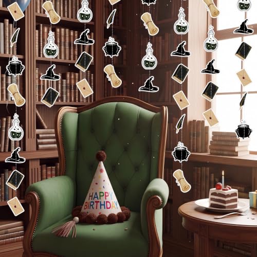 Vintage Magic Theme Letter Garland Banner - Dark Magic Variation, 8 Pieces