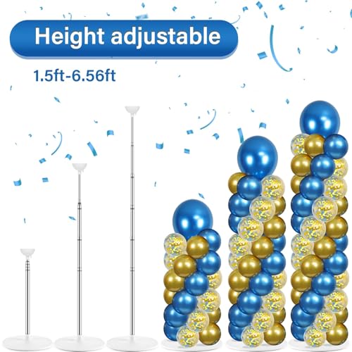Adjustable Balloon Column Stand Kit with Bases Navy Blue & Gold - Reusable Party Decor