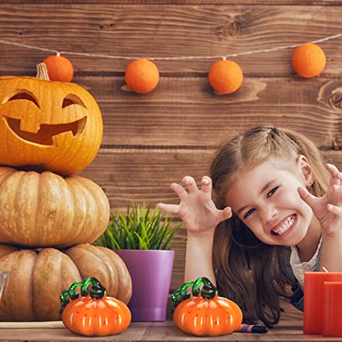 3-Pack 4-Inch Glass Pumpkin Centerpieces for Thanksgiving Halloween Decor