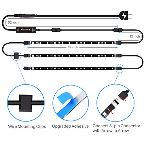Pre-Cut LED Strip Lights Kit with RF Remote, Power Supply & Connectors for TV, Home Decor, DIY