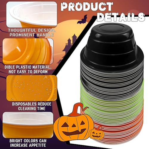 Black Halloween Plastic Bowls Set 23 oz Disposable Party Snack Cups