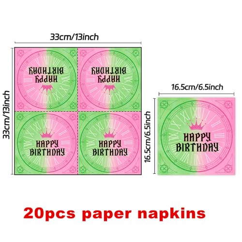 Magic Witch Party Supplies Set - Pink & Green Birthday Decorations for 20 Guests