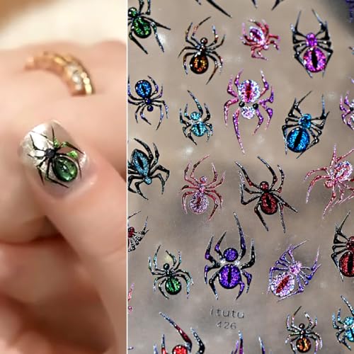 Halloween Spider Nail Stickers - Self-Adhesive 5D Embossed Nail Art Decals - Variation Spider-20