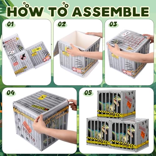 6 Pack Dinosaur Party Favor Boxes for Dinosaur-Themed Birthday & Halloween