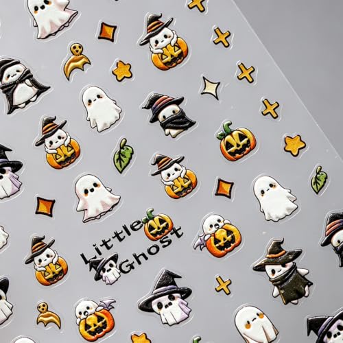 Halloween Nail Stickers 5D Embossed Ghost Pumpkin Nail Art Decals Style-6
