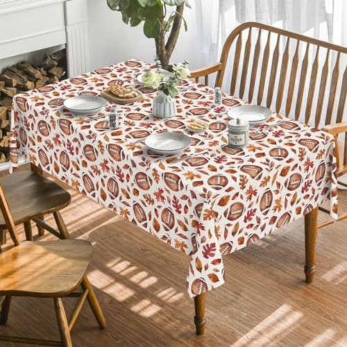 Fall Football Game Day Tablecloth 60 x 84 Inch Rectangular Orange - Sports Decor