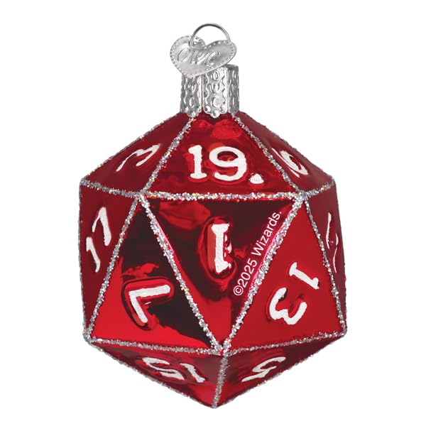 Dungeons & Dragons D20 Glass Ornament - Handcrafted Holiday Gaming Decoration