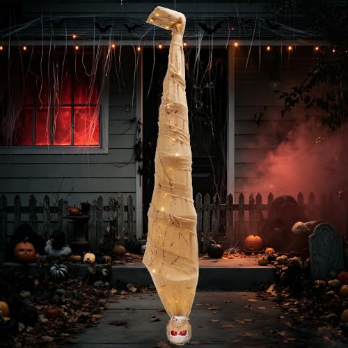 70-Inch Hanging Mummy Skeleton Halloween Decoration - Animated & Sound-Activated