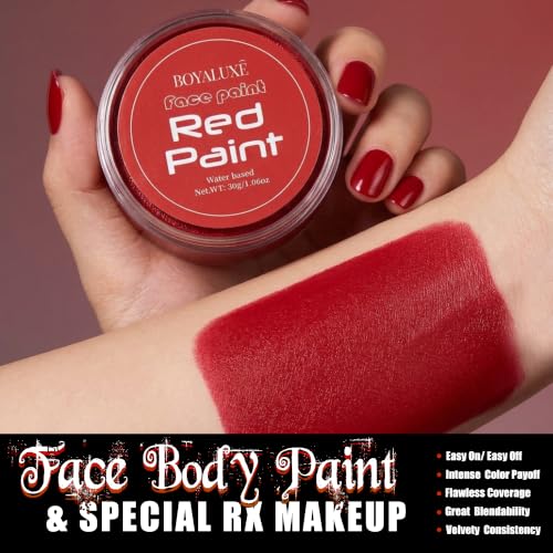 Halloween Red Face & Body Paint Washable Zombie Makeup Kit with Brushes