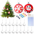 DIY Foam Ornament Kit with Paints & Brushes - 20 White Craft Balls for Holiday Decorations