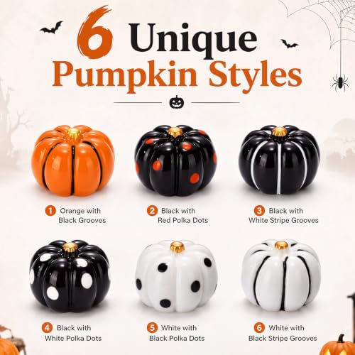 Halloween Pumpkin Mini Resin Figurine Set - 80 Pieces, Black, White & Orange Variations