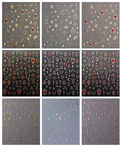 Moon & Star Nail Art Stickers Set - Self-Adhesive Nail Decals for DIY Manicure