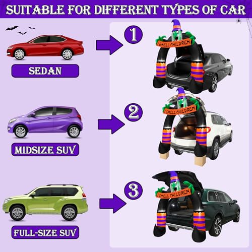 Halloween Inflatable Car Decoration Witch Arch with LED Lights & Banner