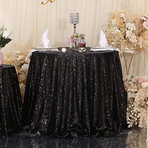 Black 120 Inch Square Sequin Tablecloth for Weddings & Parties Variation of THIS Listing