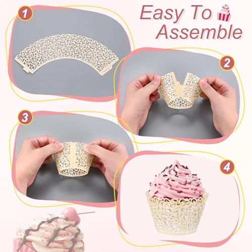 Reflective Blue Cupcake Wrappers 100-Pack Vine Decoration for Weddings & Parties