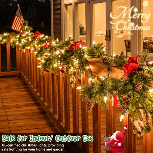 Warm White Christmas String Lights 2-Pack, 50 LEDs, 13ft Connectable Indoor Outdoor