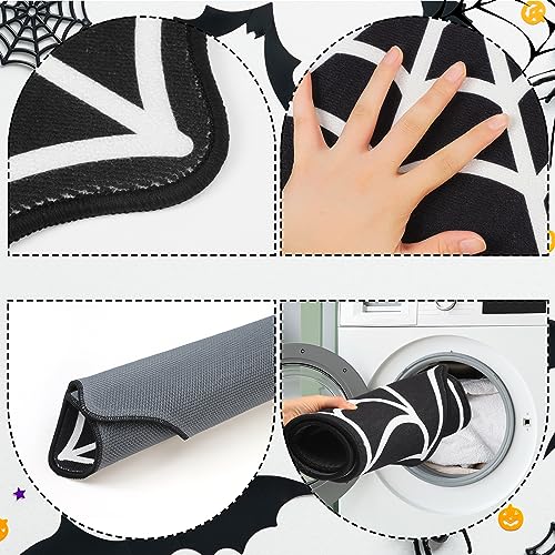 Halloween Bath Mat Set 3 Pieces Spider Web Non Slip Bathroom Rugs