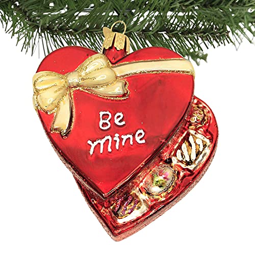 Glass Valentine Chocolates Ornament - Handcrafted Heart-Shaped Holiday Tree Decoration