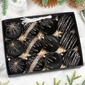 Hismir Velvet Christmas Tree Ornaments - Black 3.15 Inch 12 Pcs Xmas Balls Set