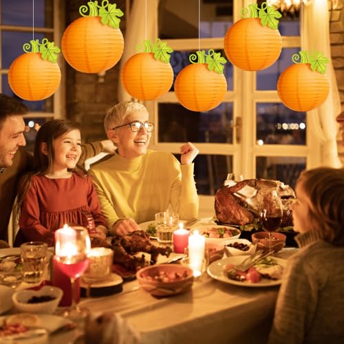 Halloween Pumpkin Hanging Paper Lanterns Set - 6 Pieces 10/12 Inch Fall Decor