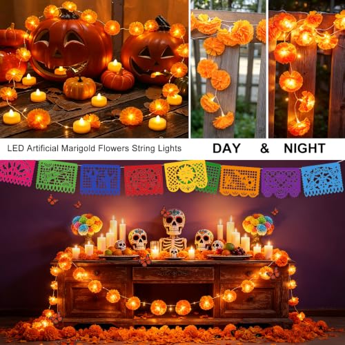 Day of the Dead Decorations Set with Marigold Garland, Banner & Butterflies