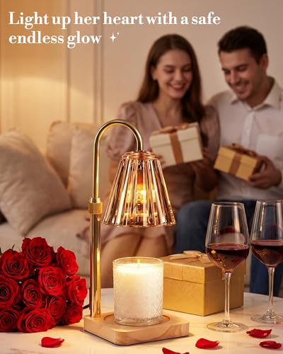 Amber Candle Warmer Lamp with Timer & Adjustable Height - No Flame, Scent Diffusion