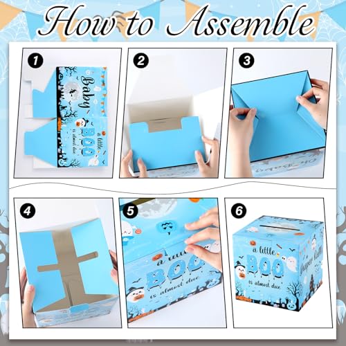 Blue Halloween Diaper Raffle Ticket Set with Box - Baby Shower Party Decorations