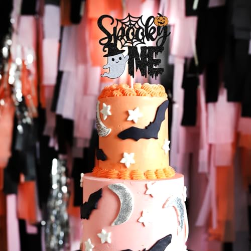 Halloween Baby First Birthday Cake Topper - Spooky Bat Glitter Decoration