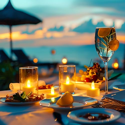 Rechargeable Flameless Tea Light Candles Set - 12 Warm White Flickering LED Candles