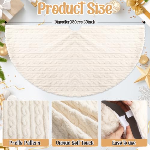 White Christmas Tree Skirt - 60 Inch Faux Fur Holiday Decor - Large Plush