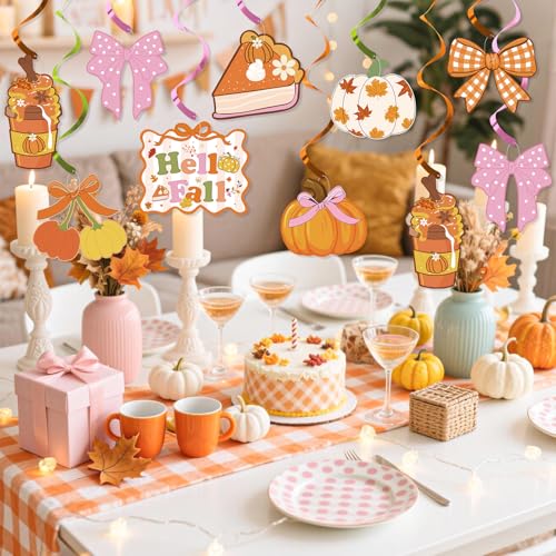 Fall Party Decorations Hanging Swirl Ceiling Decor Pumpkin Bows Thanksgiving