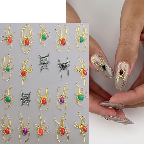 Halloween Nail Art Stickers 5D Ghost & Spider Web Decals - Relief Ghost Variation