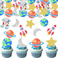 Edible Space Astronaut Cupcake Toppers Set - 12 Variations Planet Rocket Moon