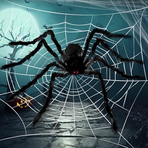 Giant Halloween Spider Decoration - 108 Inch Outdoor & Indoor Haunted House Prop