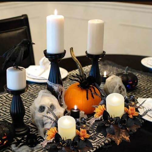 Halloween Maple Leaf Wreath with Eucalyptus and Candle Rings - Autumn Decor