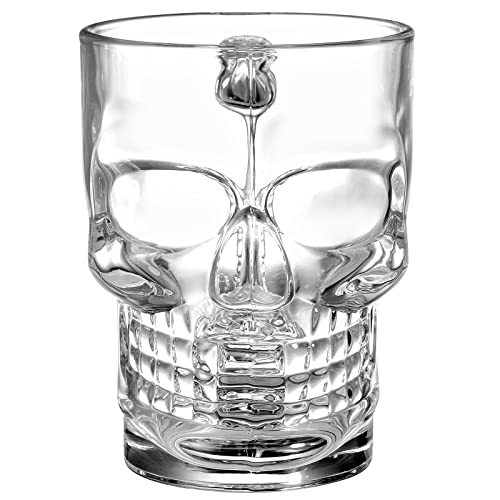 6-Pack 17oz Skull Glass Beer Mugs with Handle - Heavy Base & Clear Drinkware