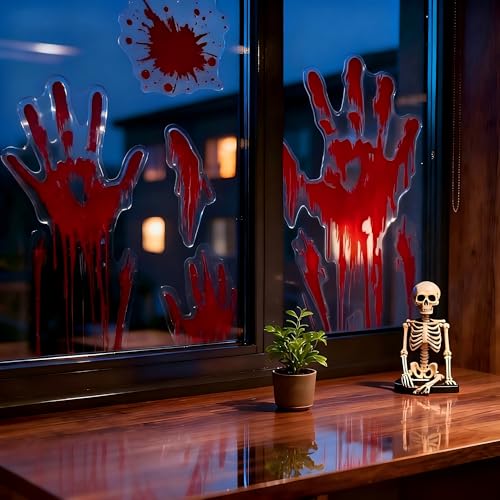 Halloween Bloody Handprint Footprint Stickers - 10 Sheets Horror Decorations