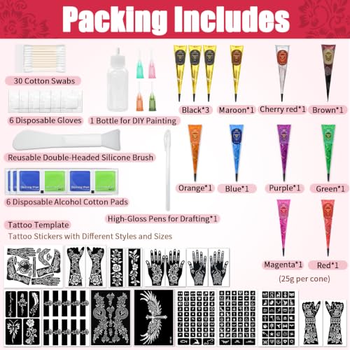 Temporary Tattoo Kit for Women Men Teens - 10 Colors, Waterproof & Safe