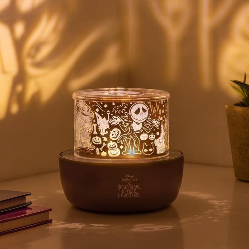 Night Light Projector Lamp with Jack Skellington Scenes & Creepy Sounds - Halloween Decor