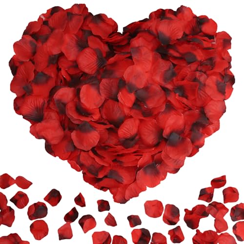 Artificial Rose Petals for Wedding & Party Decorations - 2200PCS Big Red Dot Black Variation