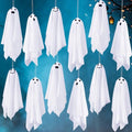 Halloween Hanging Ghost Decorations Set - 12 White Cloth Ghosts for Indoor Outdoor Spooky Decor